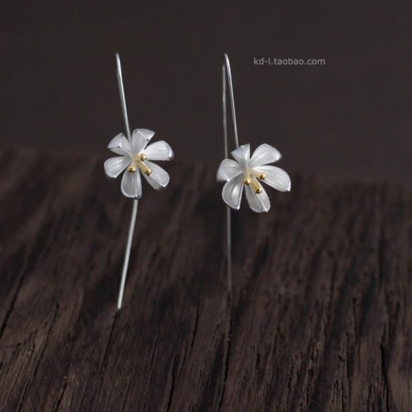 Beautiful Lotus Flower Long Dangle Earrings - Picture 10 of 15